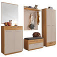 GARDEROBE 6-teilig  in 250/195/40 cm  - Taupe/Eichefarben, Design, Glas/Holz (250/195/40cm) - Novel