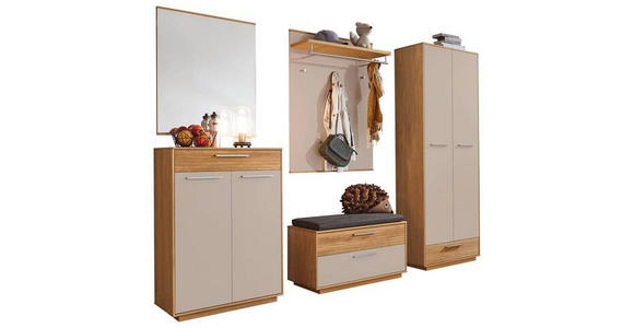 GARDEROBE 6-teilig  in 250/195/40 cm  - Taupe/Eichefarben, Design, Glas/Holz (250/195/40cm) - Novel