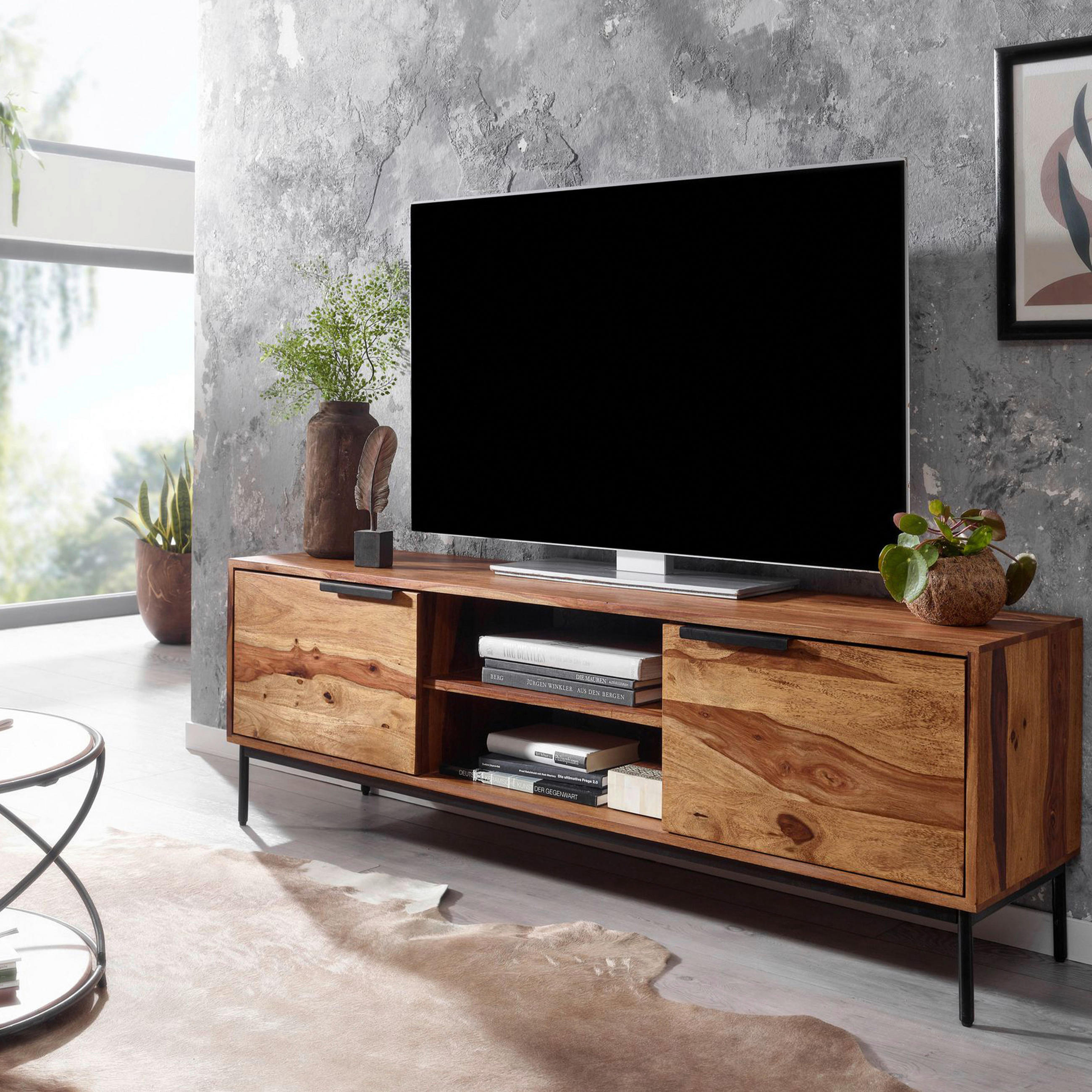 SIDEBOARD  in 147/51/38 cm  - Sheeshamfarben/Schwarz, Design, Holz/Metall (147/51/38cm) - MID.YOU
