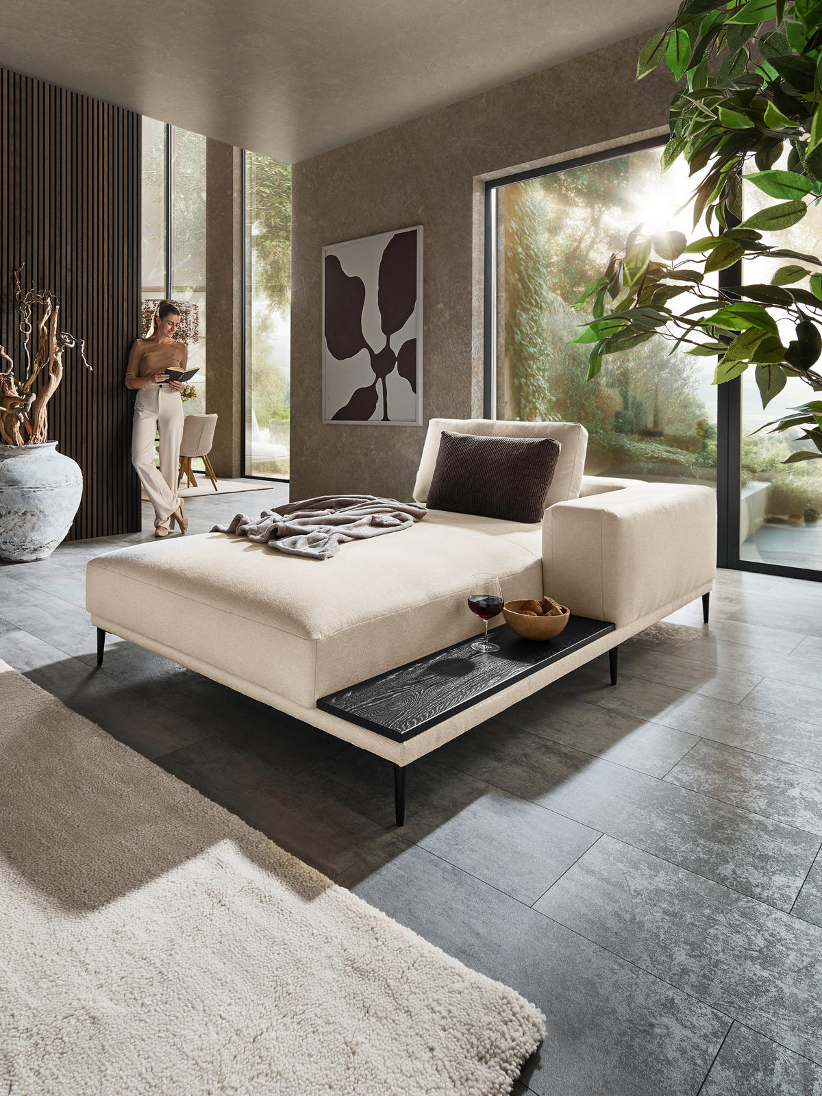 LIEGE Leinwand Naturfarben  - Schwarz/Naturfarben, Design, Textil/Metall (141/85/225cm) - Belluti