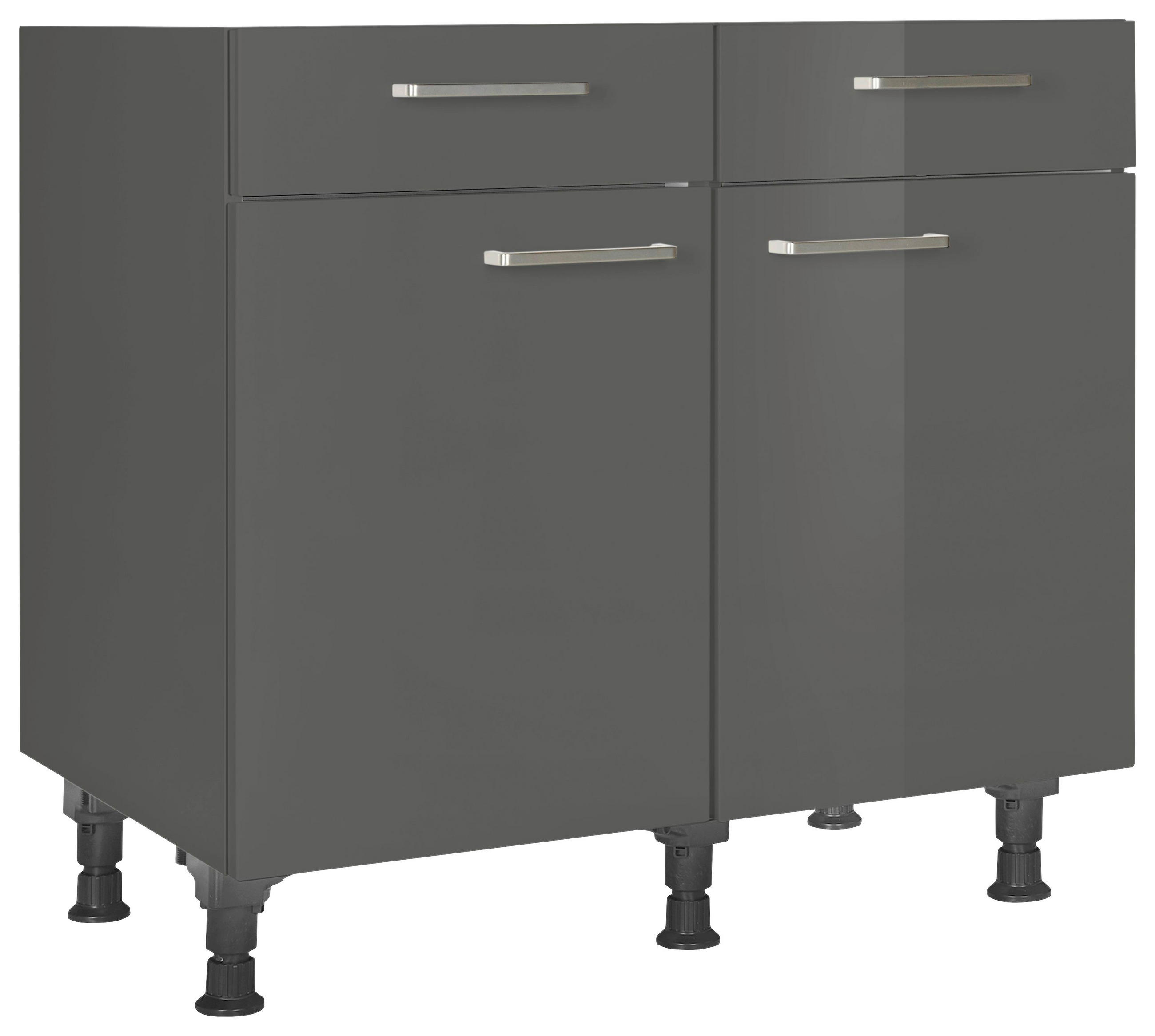 SCHUBKASTENUNTERSCHRANK 90/87/56 cm  in Schieferfarben  - Schieferfarben/Edelstahlfarben, MODERN, Holzwerkstoff/Metall (90/87/56cm) - Nobilia