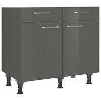 SCHUBKASTENUNTERSCHRANK 90/87/56 cm  in Schieferfarben  - Schieferfarben/Edelstahlfarben, MODERN, Holzwerkstoff/Metall (90/87/56cm) - Nobilia