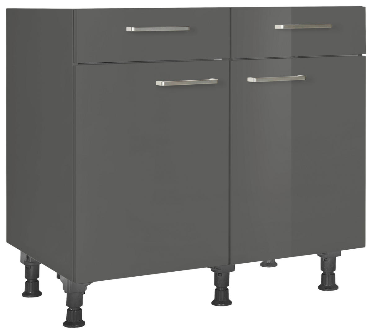 SCHUBKASTENUNTERSCHRANK 90/87/56 cm  in Schieferfarben  - Schieferfarben/Edelstahlfarben, MODERN, Holzwerkstoff/Metall (90/87/56cm) - Nobilia