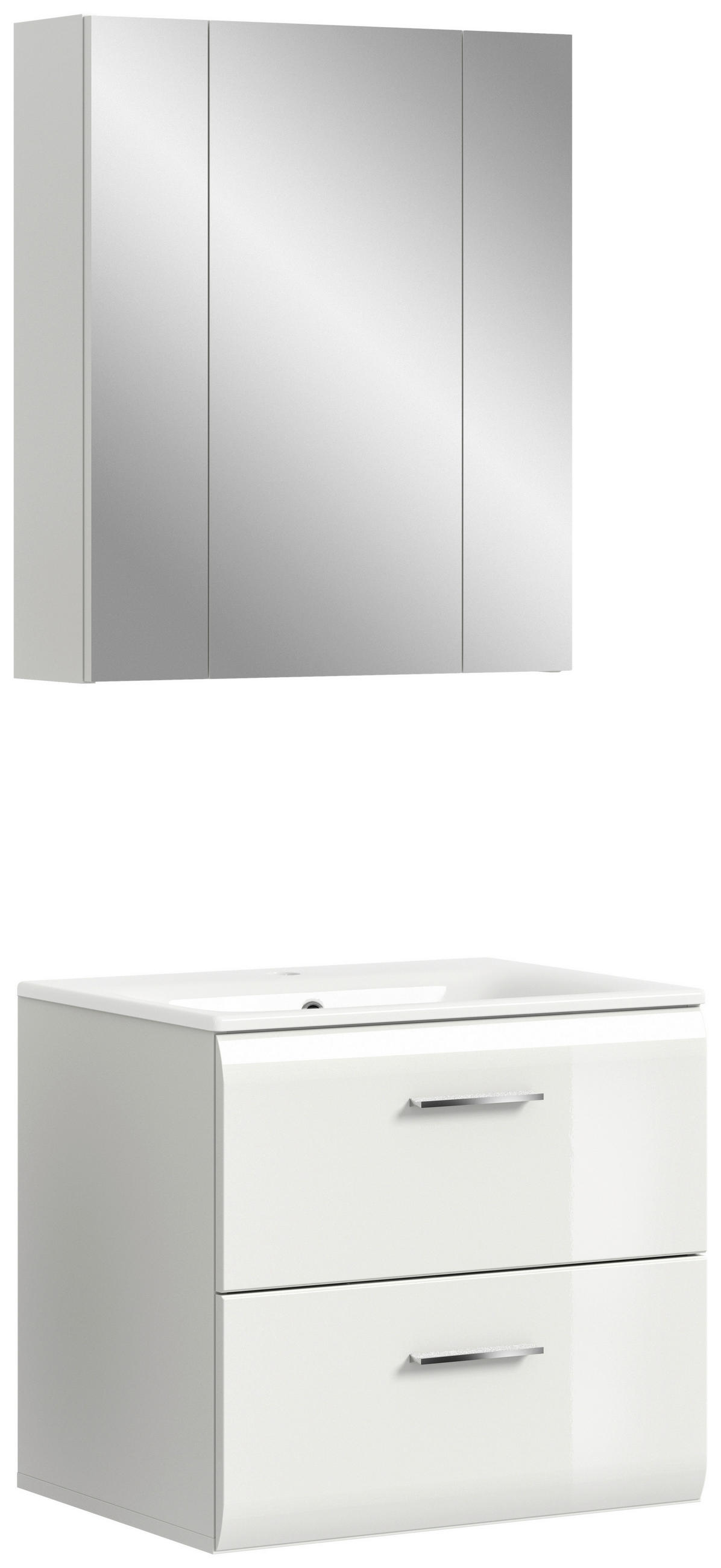 BADEZIMMER 2-teilig 60 cm  - Weiss Hochglanz/Weiss, Modern, Keramik/Holzwerkstoff (60cm) - MID.YOU