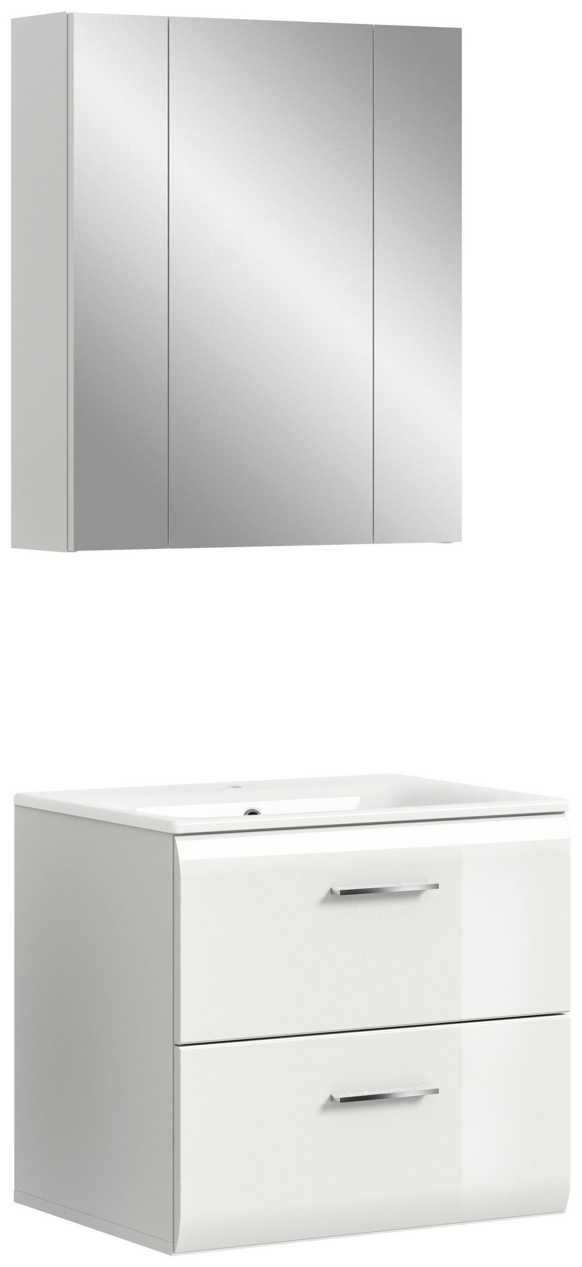 BADEZIMMER 2-teilig 60 cm  - Weiss Hochglanz/Weiss, Modern, Keramik/Holzwerkstoff (60cm) - MID.YOU