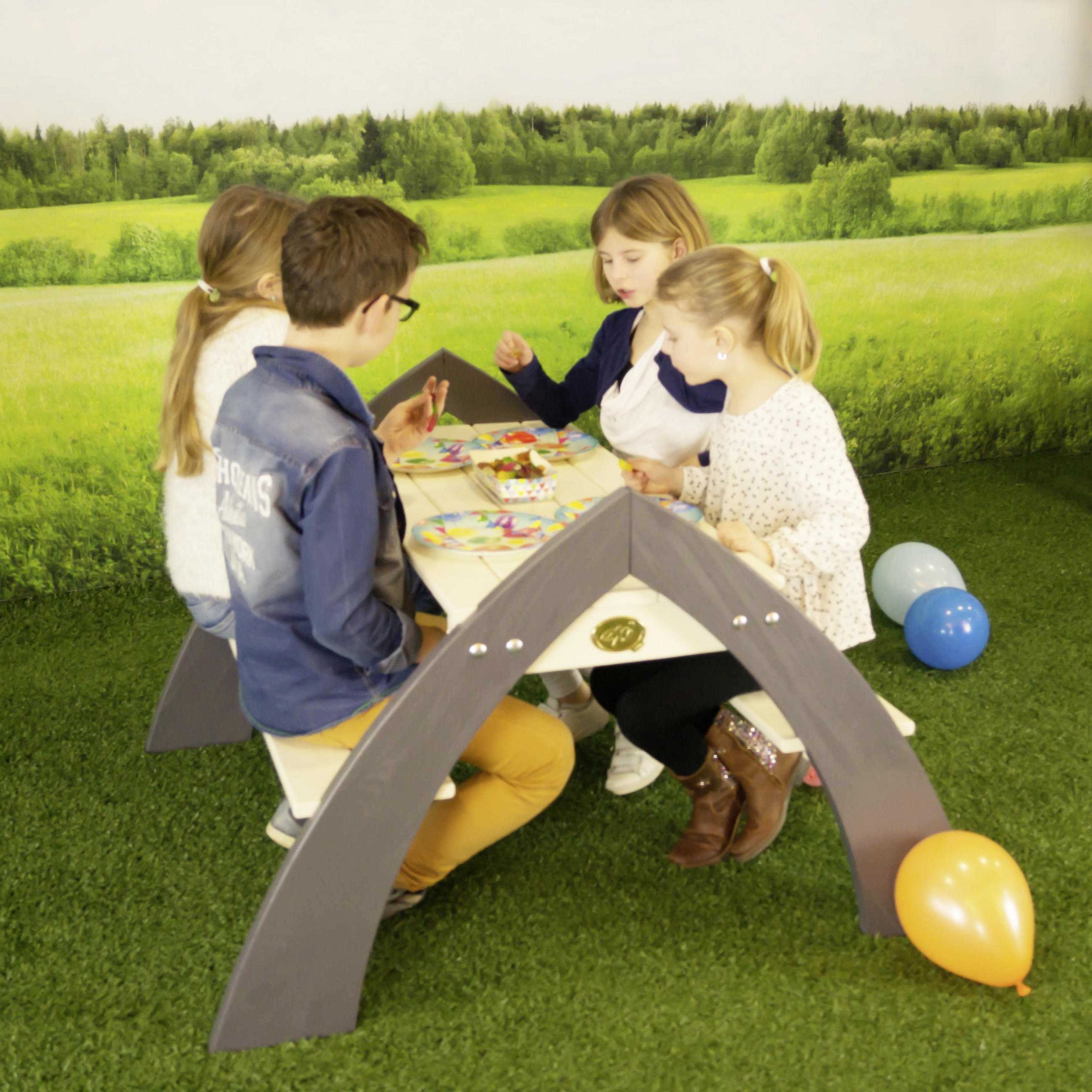 Kinder-Gartentisch Kylo XL Holz  - Weiß/Dunkelblau, Basics, Holz (119/75/108cm) - Ambia Garden