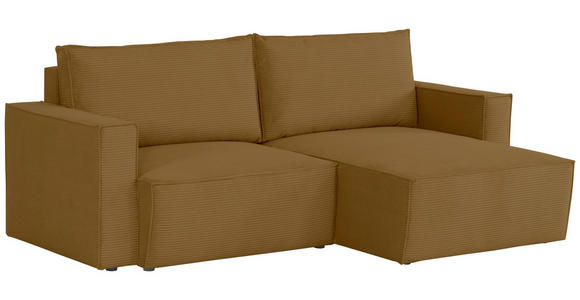 ECKSOFA Currygelb Feincord - Currygelb/Schwarz, KONVENTIONELL, Kunststoff/Textil (242/151cm) - Carryhome