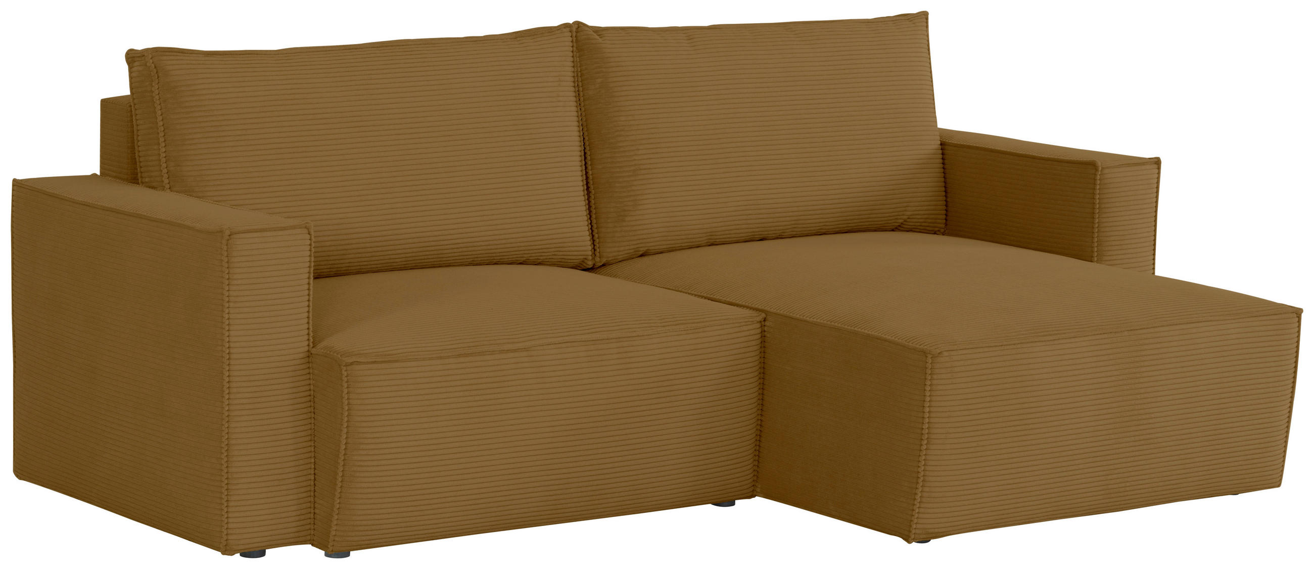 ECKSOFA Currygelb Feincord  - Currygelb/Schwarz, KONVENTIONELL, Kunststoff/Textil (242/151cm) - Carryhome