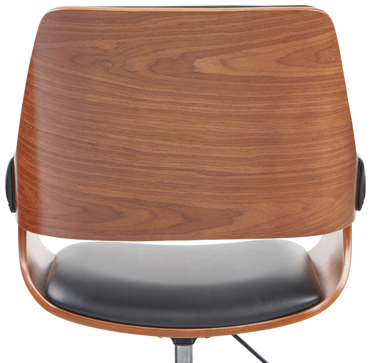 DREHSTUHL Lederlook Schwarz, Walnussfarben  - Walnussfarben/Schwarz, MODERN, Holz/Kunststoff (54/81-91/59cm) - Livetastic