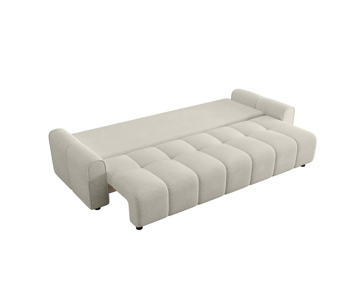 SCHLAFSOFA Plüsch Creme  inkl. Zierkissen, Rückenkissen  - Creme/Schwarz, MODERN, Kunststoff/Textil (236/90/100cm) - Xora