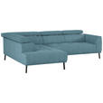 ECKSOFA in Feincord Türkis  205/280 cm  - Türkis/Schwarz, Design, Textil/Metall (205/280cm) - Xora