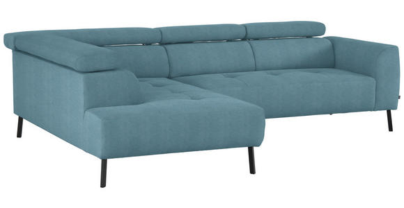 ECKSOFA in Feincord Türkis 205/280 cm - Türkis/Schwarz, Design, Textil/Metall (205/280cm) - Xora