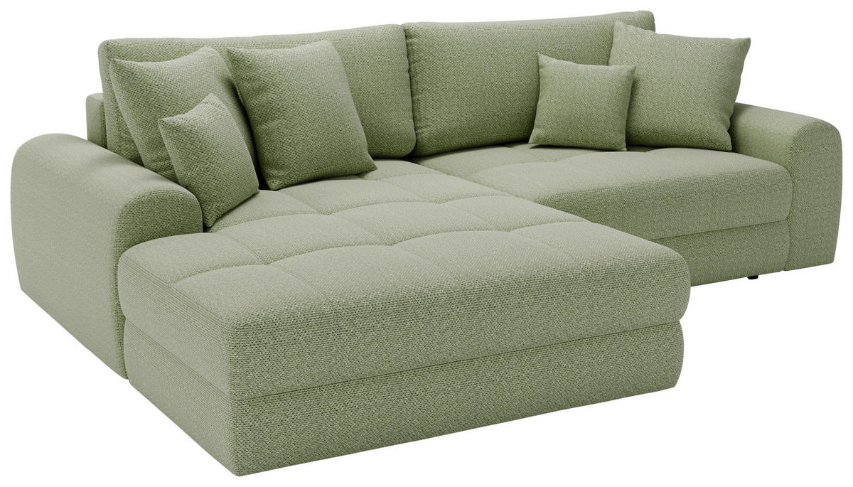 ECKSOFA LORSON Grün Struktur  - Beige/Schwarz, Design, Kunststoff/Textil (208/290cm) - Livetastic