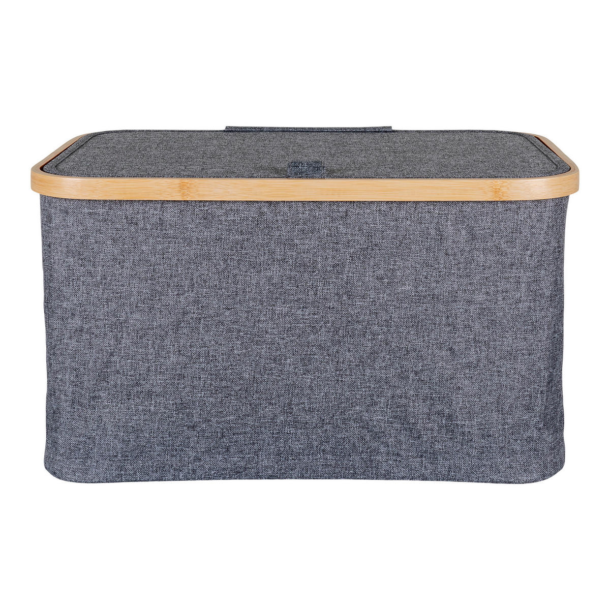AUFBEWAHRUNGSBOX     - Dunkelgrau/Naturfarben, Basics, Holz/Textil (45/25/30cm)