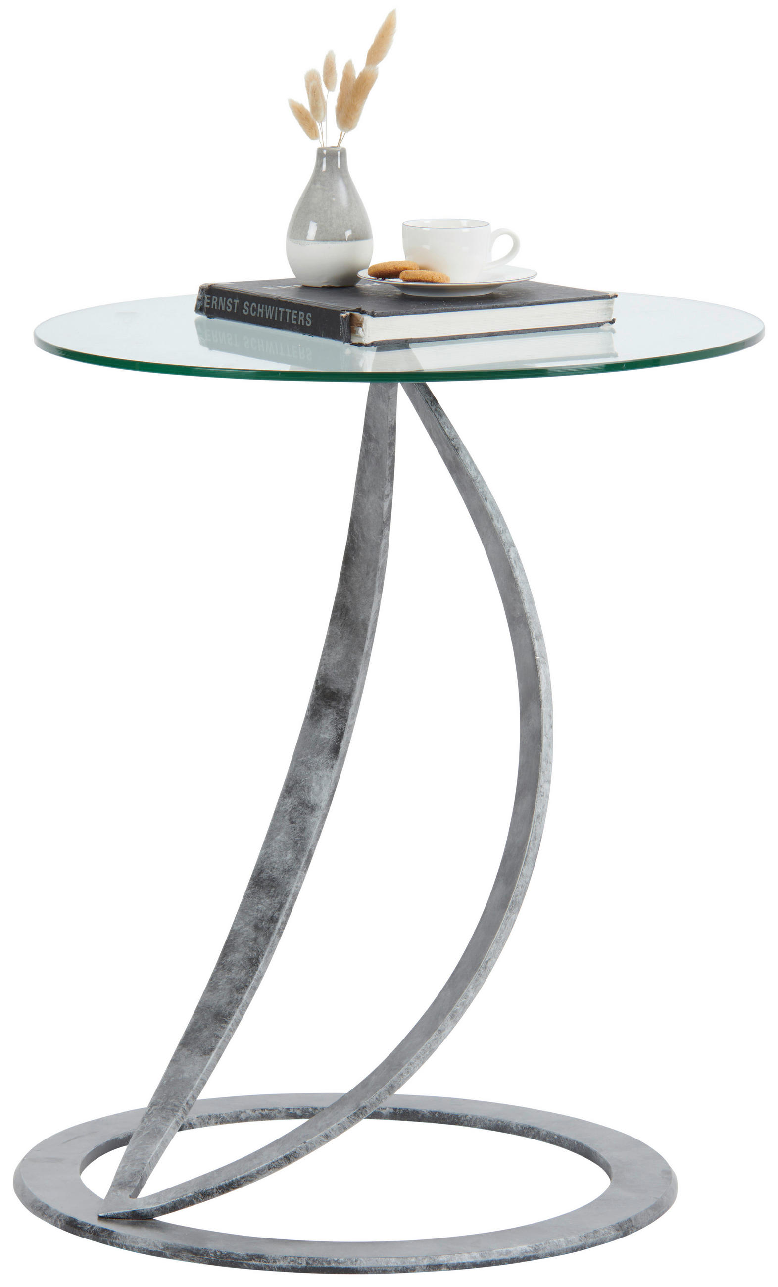 BEISTELLTISCH in Metall, Glas 55/55/45 cm  - Grau, Design, Glas/Metall (55/55/45cm) - Novel