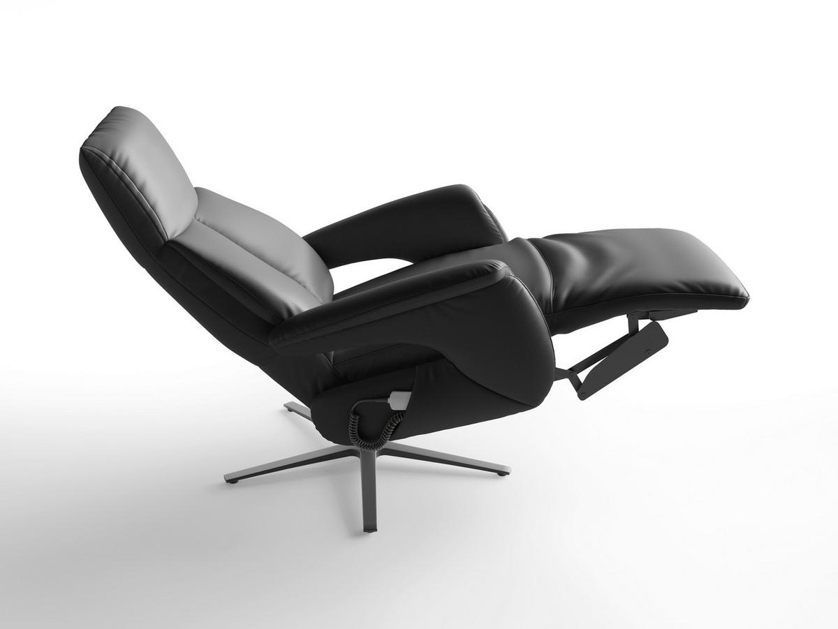 RELAXSESSEL Leder Schwarz  - Schwarz, Basics, Leder/Metall (75/110/85cm) - Sit & More