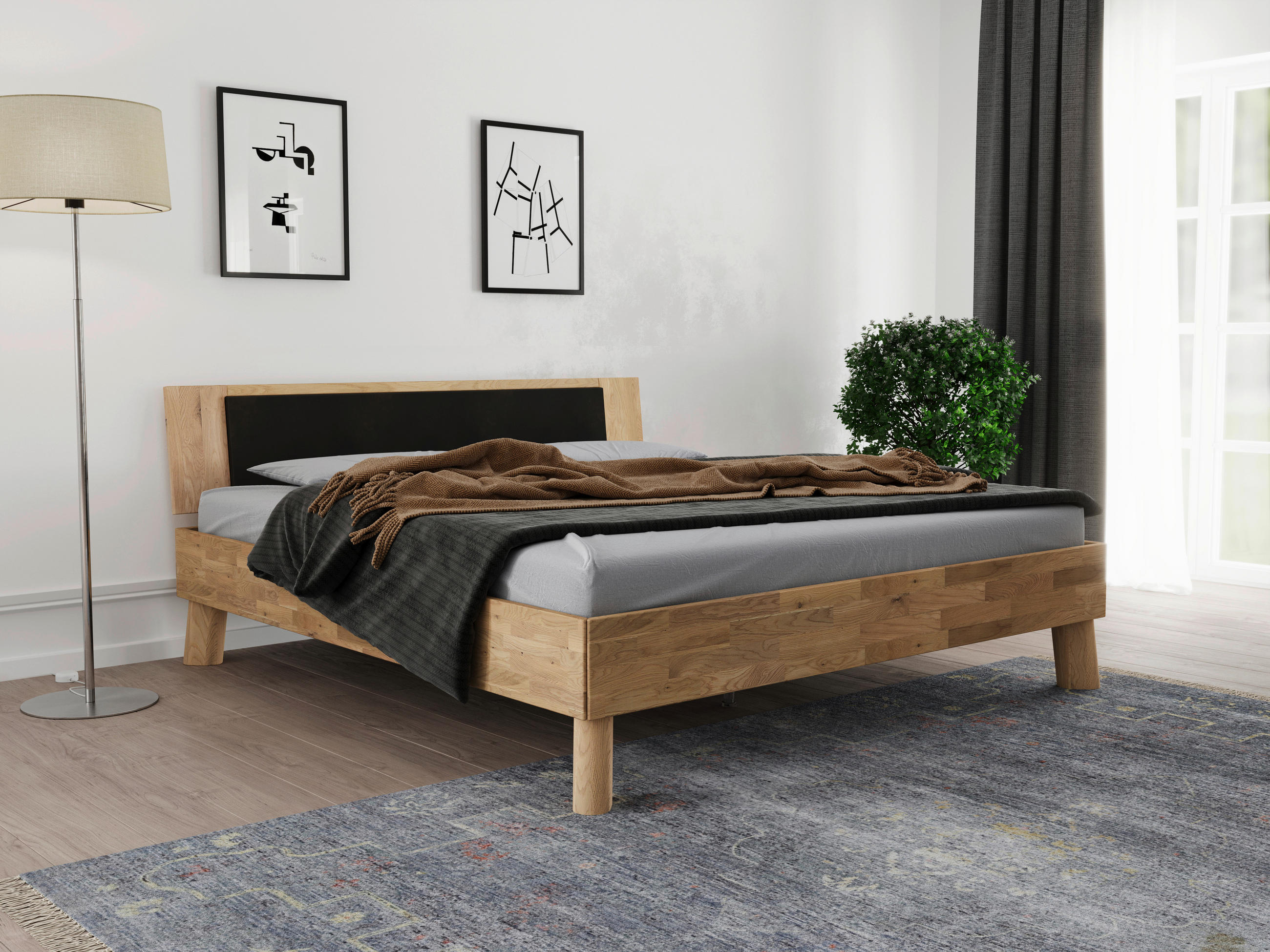 BETT  in Naturfarben, Wildeiche  - Wildeiche/Naturfarben, MODERN, Holz (166/77/208cm) - MID.YOU