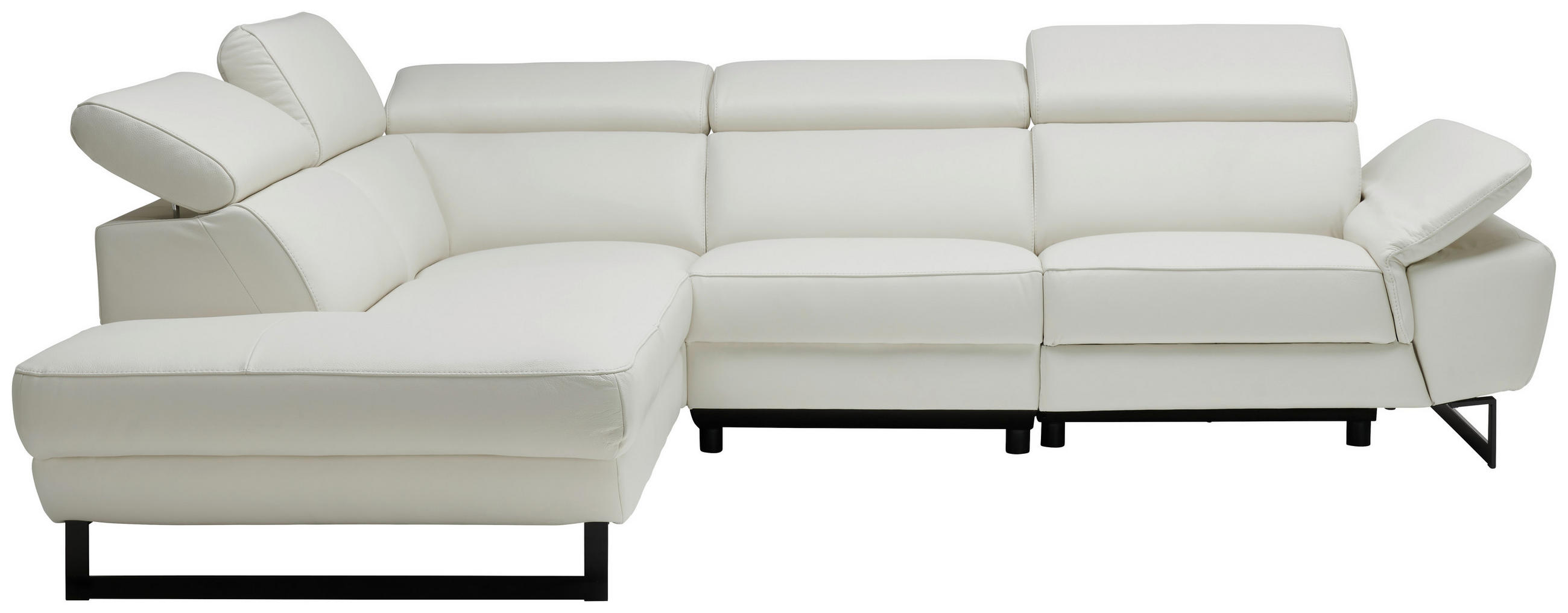 KUTNA GARNITURA koža bijela - bijela/crna, Moderno, koža/metal (225/281cm) - Celina Home
