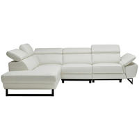ECKSOFA in Echtleder Weiss  - Weiss/Schwarz, Modern, Leder/Metall (225/281cm) - Celina Home