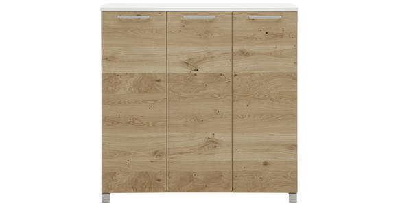 SCHUHSCHRANK Balkeneiche furniert Weiß, Eichefarben  - Chromfarben/Eichefarben, Design, Holz/Holzwerkstoff (126/126/37cm) - Dieter Knoll