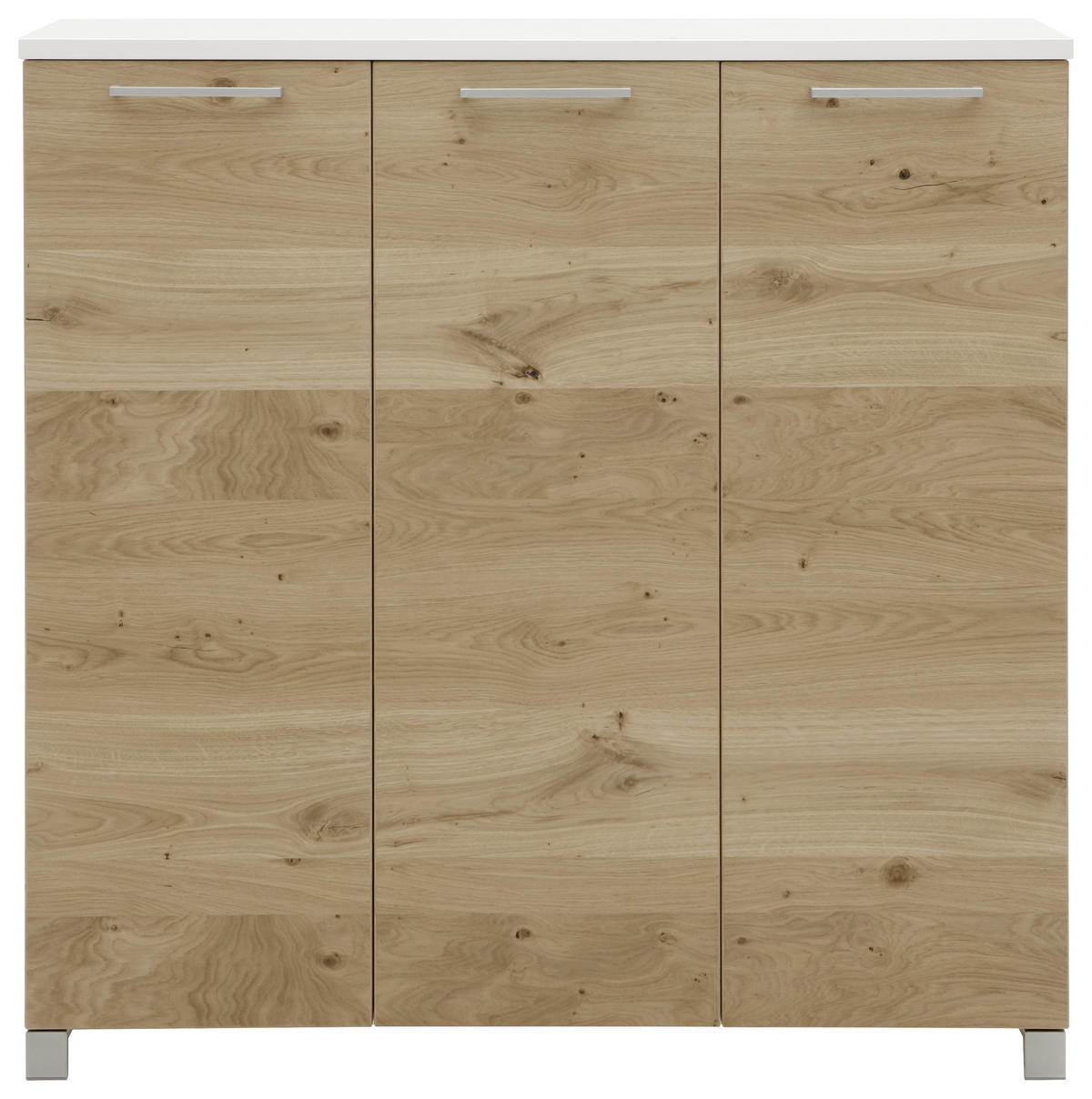 SCHUHSCHRANK Balkeneiche furniert Weiß, Eichefarben  - Chromfarben/Eichefarben, Design, Holz/Holzwerkstoff (126/126/37cm) - Dieter Knoll