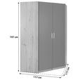 ECKKLEIDERSCHRANK 117/197/117 cm  - Dunkelgrau/Silberfarben, Design, Holzwerkstoff/Kunststoff (117/197/117cm) - Carryhome