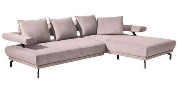 ECKSOFA in Mikrofaser Rosa  - Schwarz/Rosa, Design, Textil/Metall (305/224cm) - Dieter Knoll