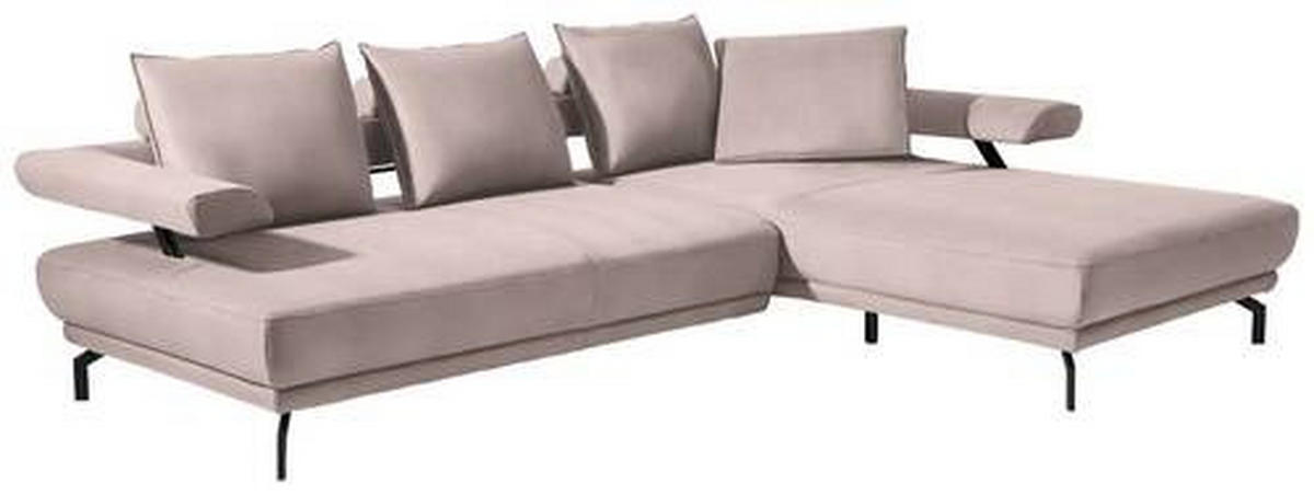 ECKSOFA in Mikrofaser Rosa  - Schwarz/Rosa, Design, Textil/Metall (305/224cm) - Dieter Knoll