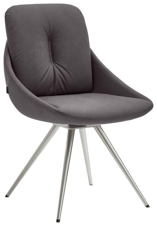 STUHL drehbar Anthrazit, Edelstahlfarben  - Edelstahlfarben/Anthrazit, Design, Textil/Metall (55/91/64cm) - Venjakob