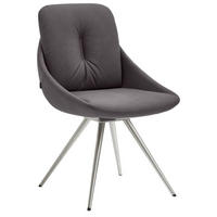 STUHL drehbar Anthrazit, Edelstahlfarben  - Edelstahlfarben/Anthrazit, Design, Textil/Metall (55/91/64cm) - Venjakob