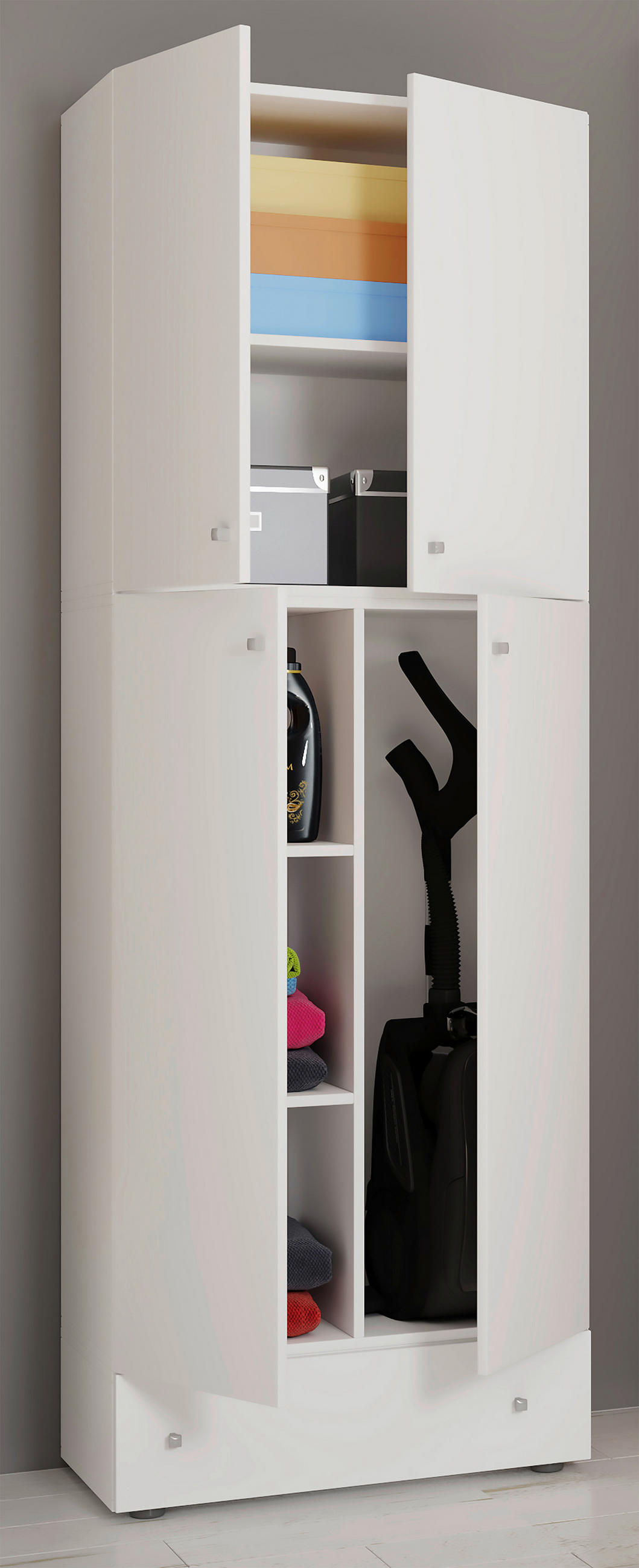 MEHRZWECKSCHRANK 70/200/39 cm  - Weiss/Schwarz, Modern, Holzwerkstoff/Kunststoff (70/200/39cm) - MID.YOU