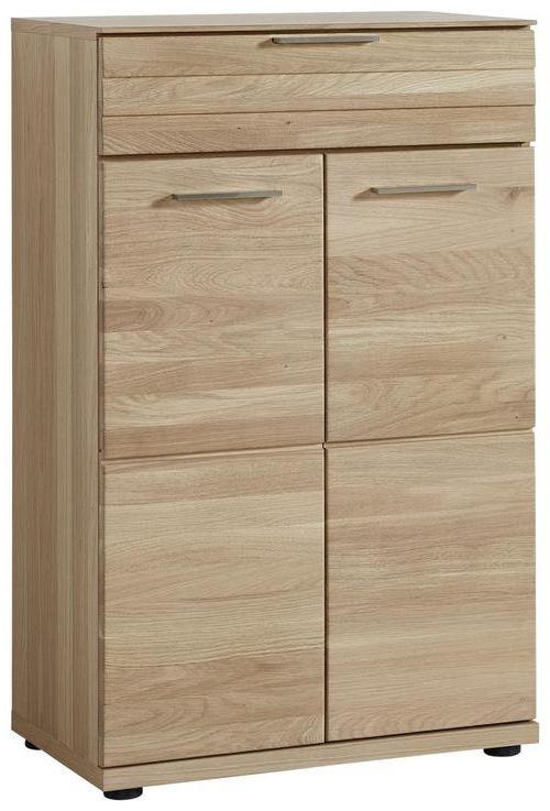 SCHUHSCHRANK Wildeiche furniert, massiv Eichefarben - Edelstahlfarben/Eichefarben, Basics, Holzwerkstoff/Metall (65/100/40cm)
