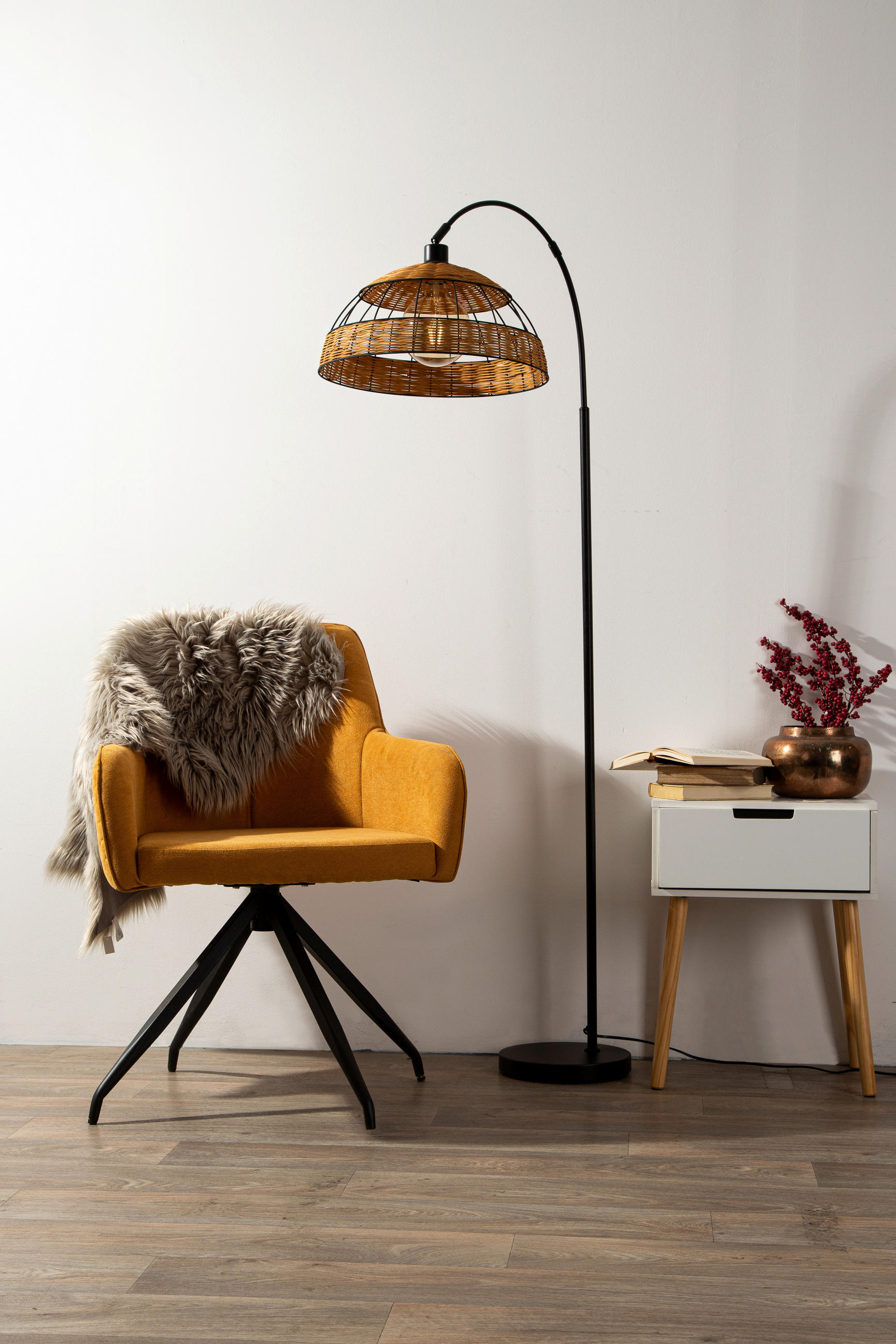 STEHLEUCHTE  40/150/40 cm   - Schwarz, Basics, Holz/Metall (40/150/40cm) - Globo