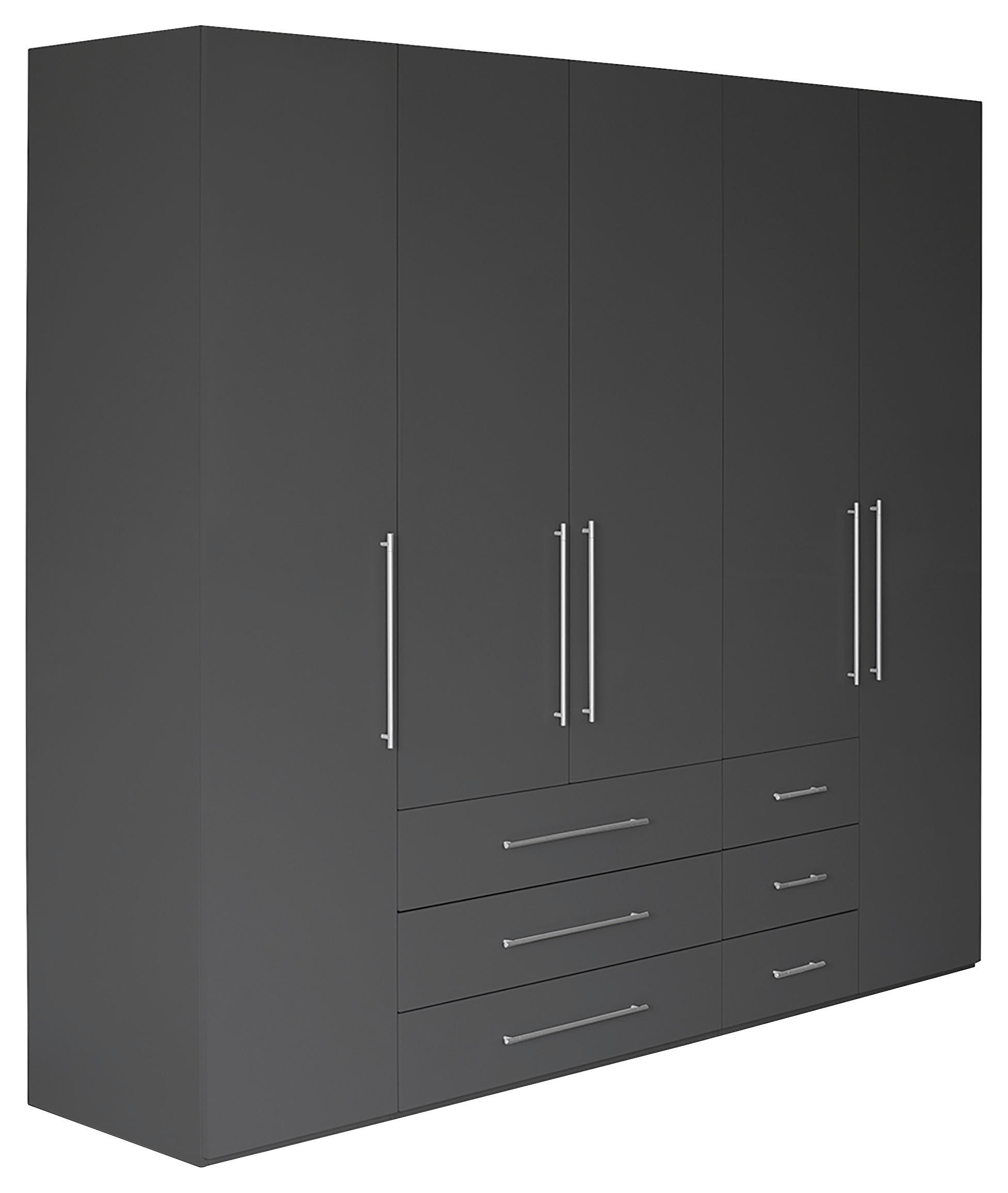 DREHTÜRENSCHRANK  in Anthrazit, Anthrazit Hochglanz  - Anthrazit/Anthrazit Hochglanz, KONVENTIONELL, Holzwerkstoff/Metall (244/218,6/59,4cm) - Xora