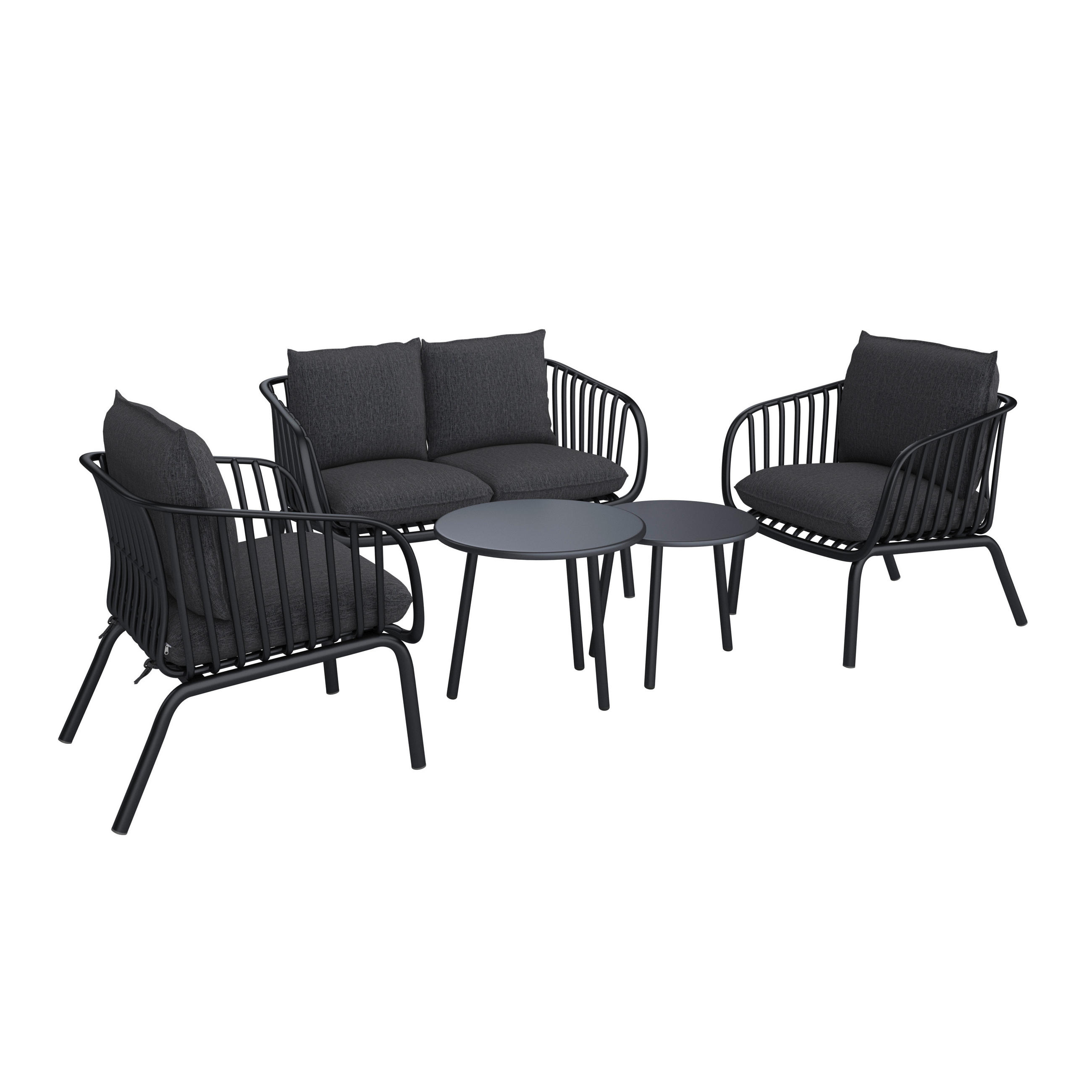 KERTI BÚTORSZETT 5 részes  - szürke, Modern, műanyag/textil - Ambia Garden