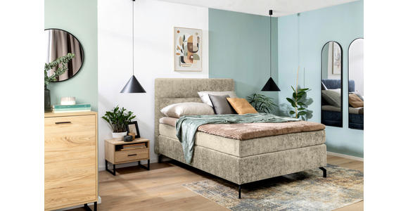 BOXSPRINGBETT 140/200 cm in Hellbraun - Hellbraun/Schwarz, Design, Textil/Metall (140/200cm) - Esposa