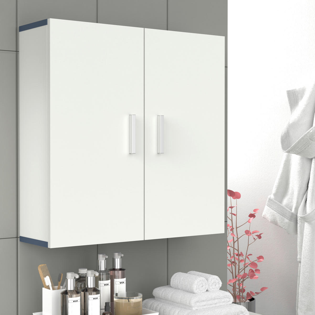 HÄNGESCHRANK 60/60/18 cm  - Weiss/Anthrazit, Modern, Holzwerkstoff/Metall (60/60/18cm) - MID.YOU