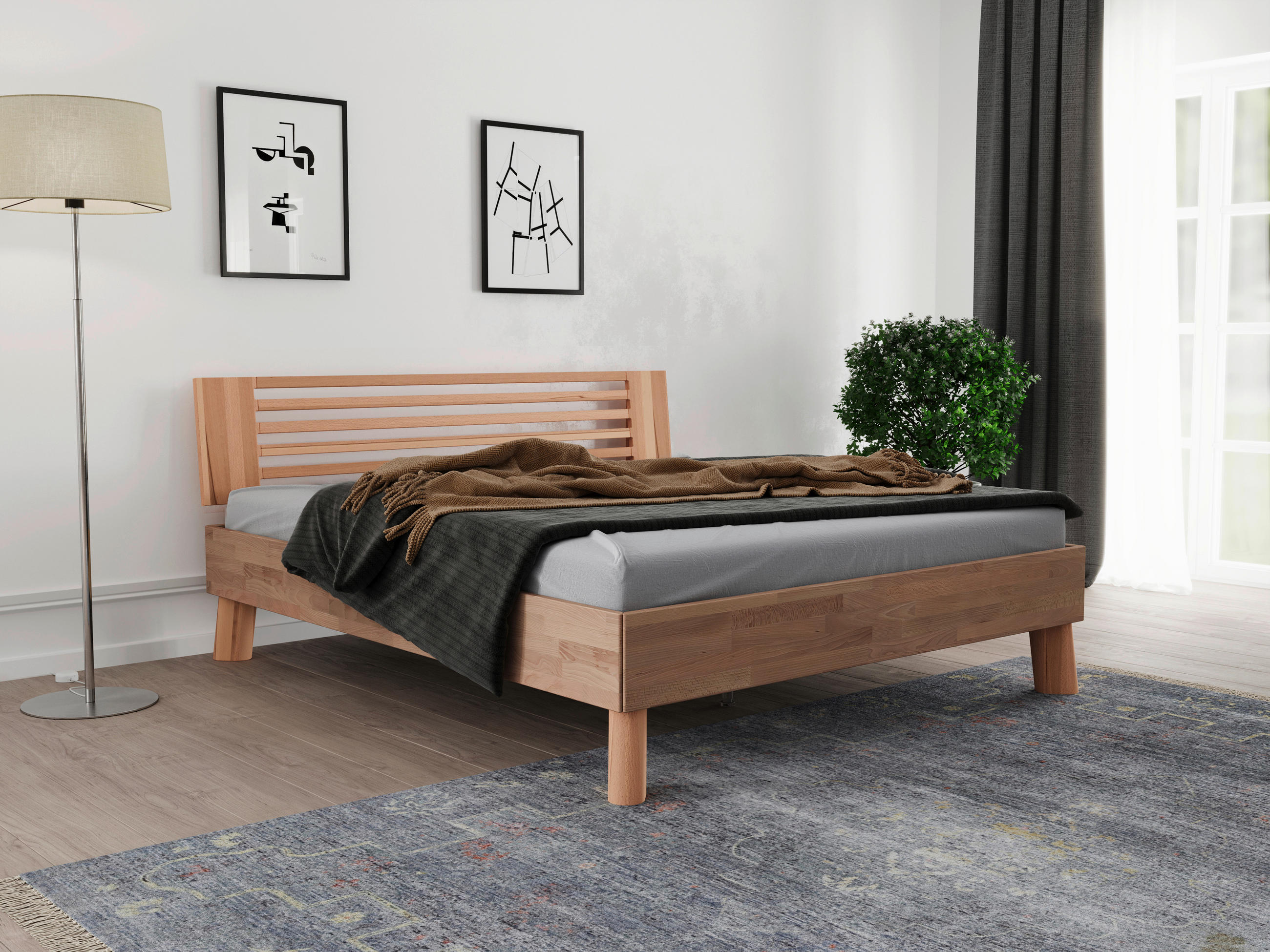Livetastic Bett Natur, Kernbuche 180x200 cm