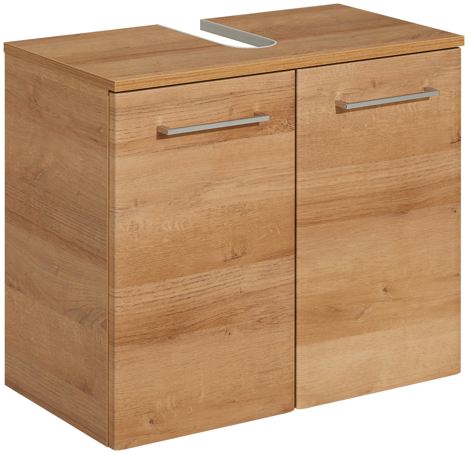 MOSDÓ ALATTI SZEKRÉNY 60/53/33 cm  - krómszínű/tölgyfa színű, Konventionell, faalapú anyag/fém (60/53/33cm) - Xora