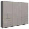 FALTTÜRENSCHRANK 300/236/58 cm 3-türig Hellgrau, Dunkelgrau  - Chromfarben/Dunkelgrau, KONVENTIONELL, Glas/Holzwerkstoff (300/236/58cm) - Venda