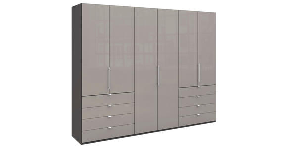 FALTTÜRENSCHRANK 300/236/58 cm 3-türig Hellgrau, Dunkelgrau - Chromfarben/Dunkelgrau, KONVENTIONELL, Glas/Holzwerkstoff (300/236/58cm) - Venda