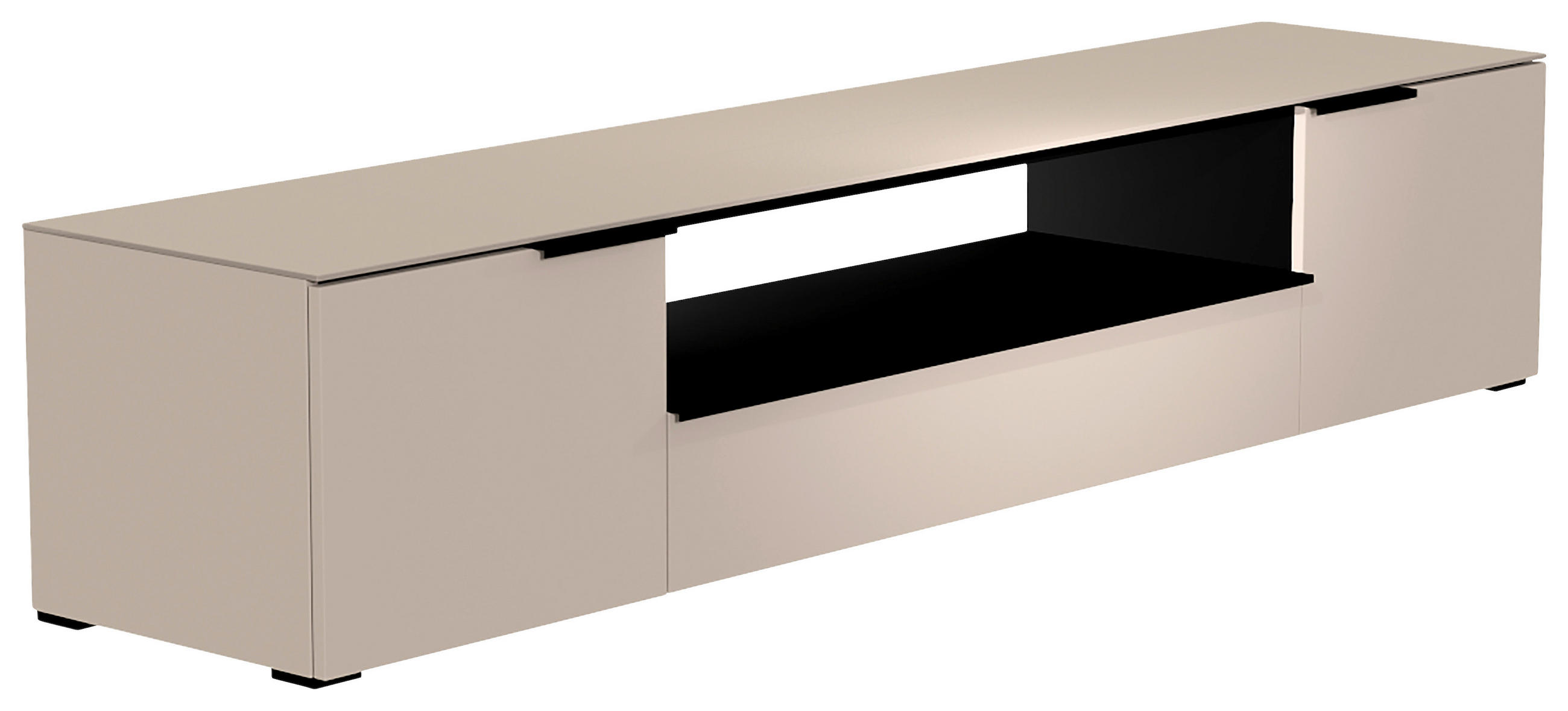 LOWBOARD  in 210/43/45 cm  - Sandfarben/Schwarz, Design, Glas/Holzwerkstoff (210/43/45cm) - Moderano