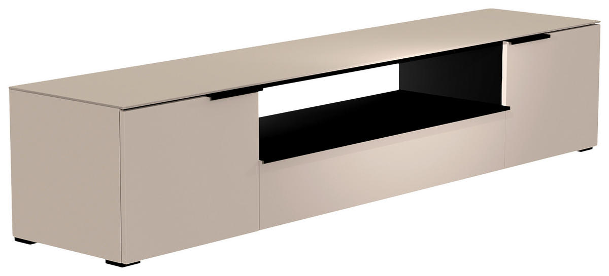 LOWBOARD Schwarz, Sandfarben  210/43/45 cm  - Sandfarben/Schwarz, Design, Glas/Holzwerkstoff (210/43/45cm) - Moderano