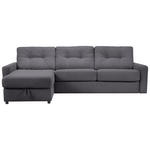 ECKSOFA Dunkelgrau Webstoff Rückenkissen, Bettkasten, Schlaffunktion, Rücken echt, Matratze  - Dunkelgrau/Schwarz, KONVENTIONELL, Kunststoff/Textil (160/270cm) - Carryhome