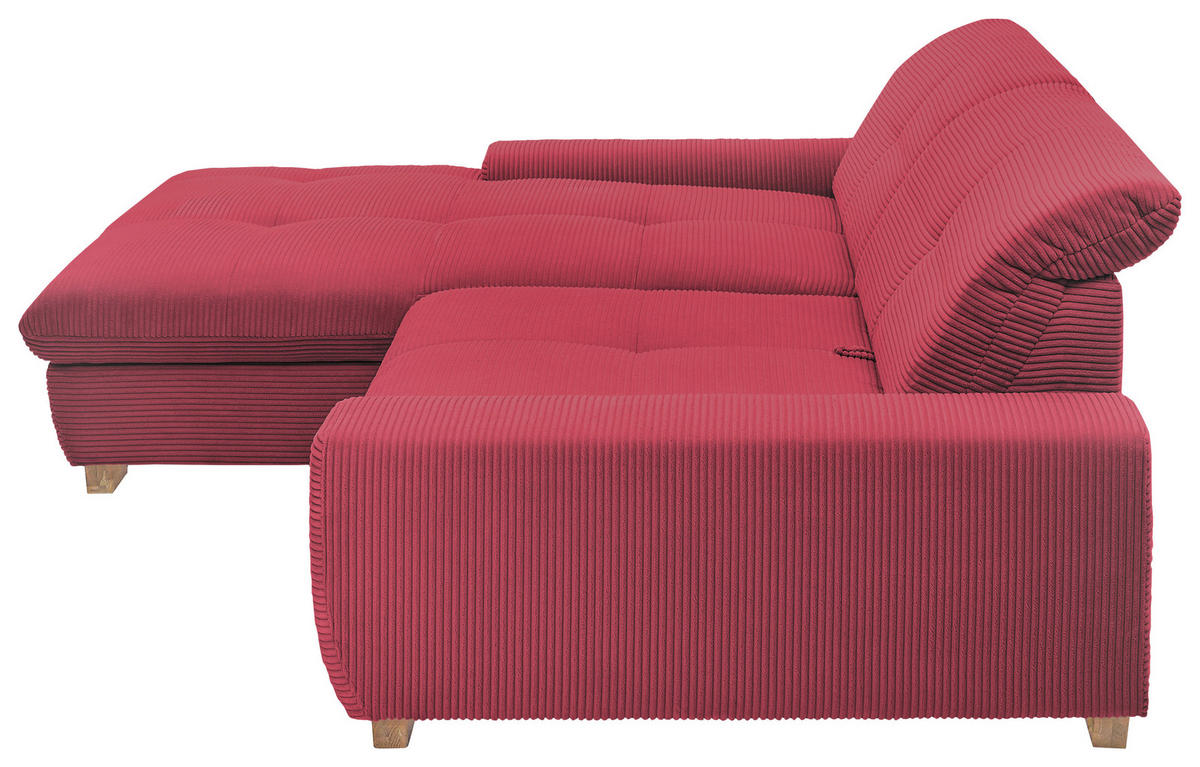 ECKSOFA Beere Cord  - Eichefarben/Beere, Design, Holz/Textil (198/276cm) - SetOne by Musterring
