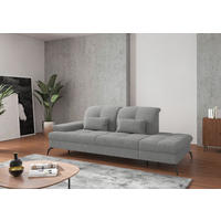 RÉCAMIERE in Flachgewebe Hellgrau  - Hellgrau/Schwarz, KONVENTIONELL, Textil/Metall (231/90/122cm) - Sit & More