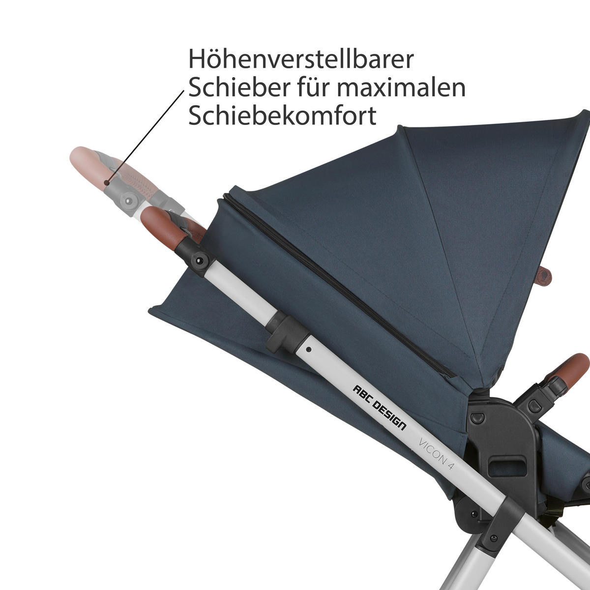 KINDERWAGENSET  Vicon 4  Lake  - Silberfarben/Dunkelblau, Basics, Textil/Metall (91/61/110cm) - ABC Design