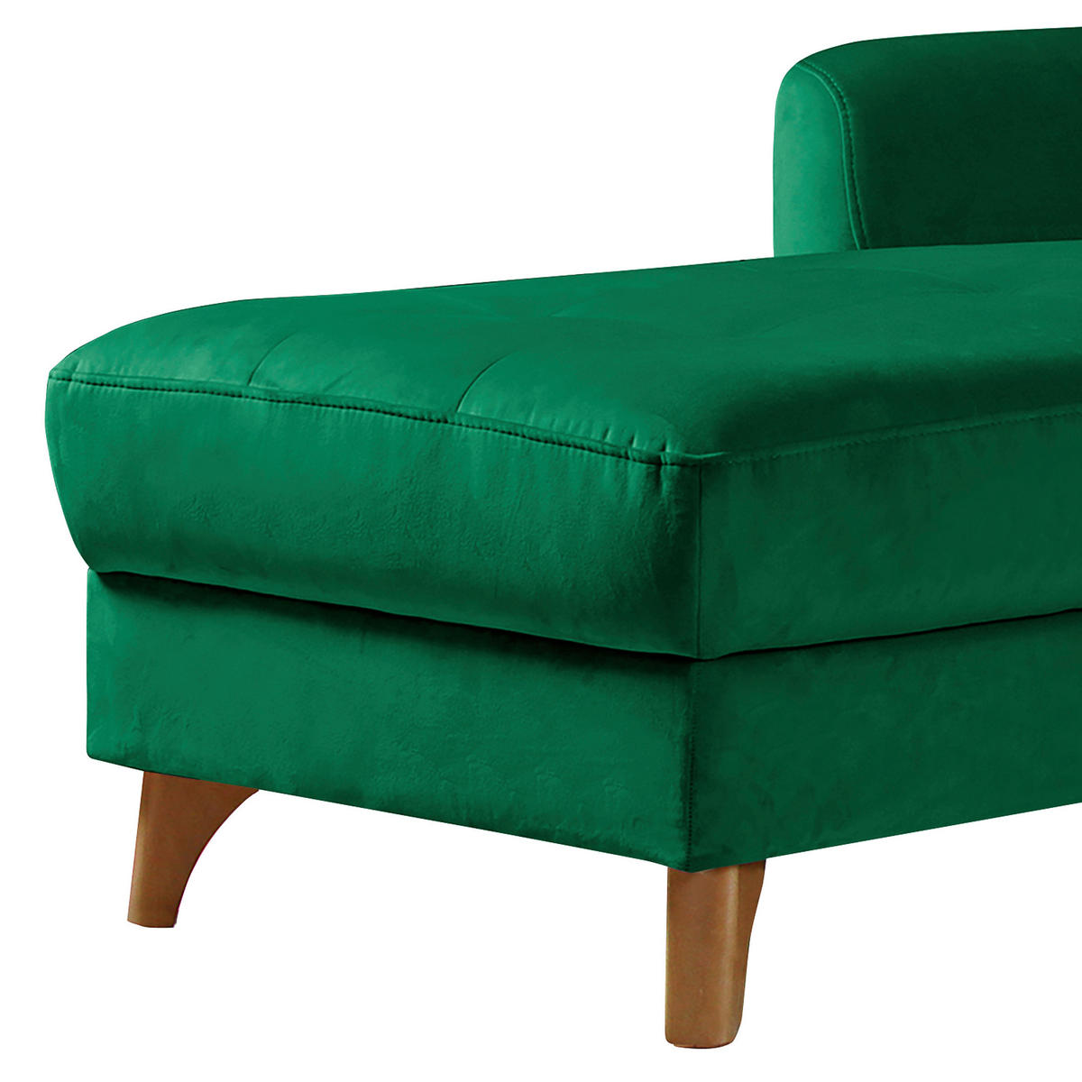 ECKSOFA Dunkelgrün Samt Bettkasten, Schlaffunktion, Liegefläche im Originalstoff  - Dunkelgrün/Buchefarben, Design, Holz/Textil (168/238cm) - Livetastic