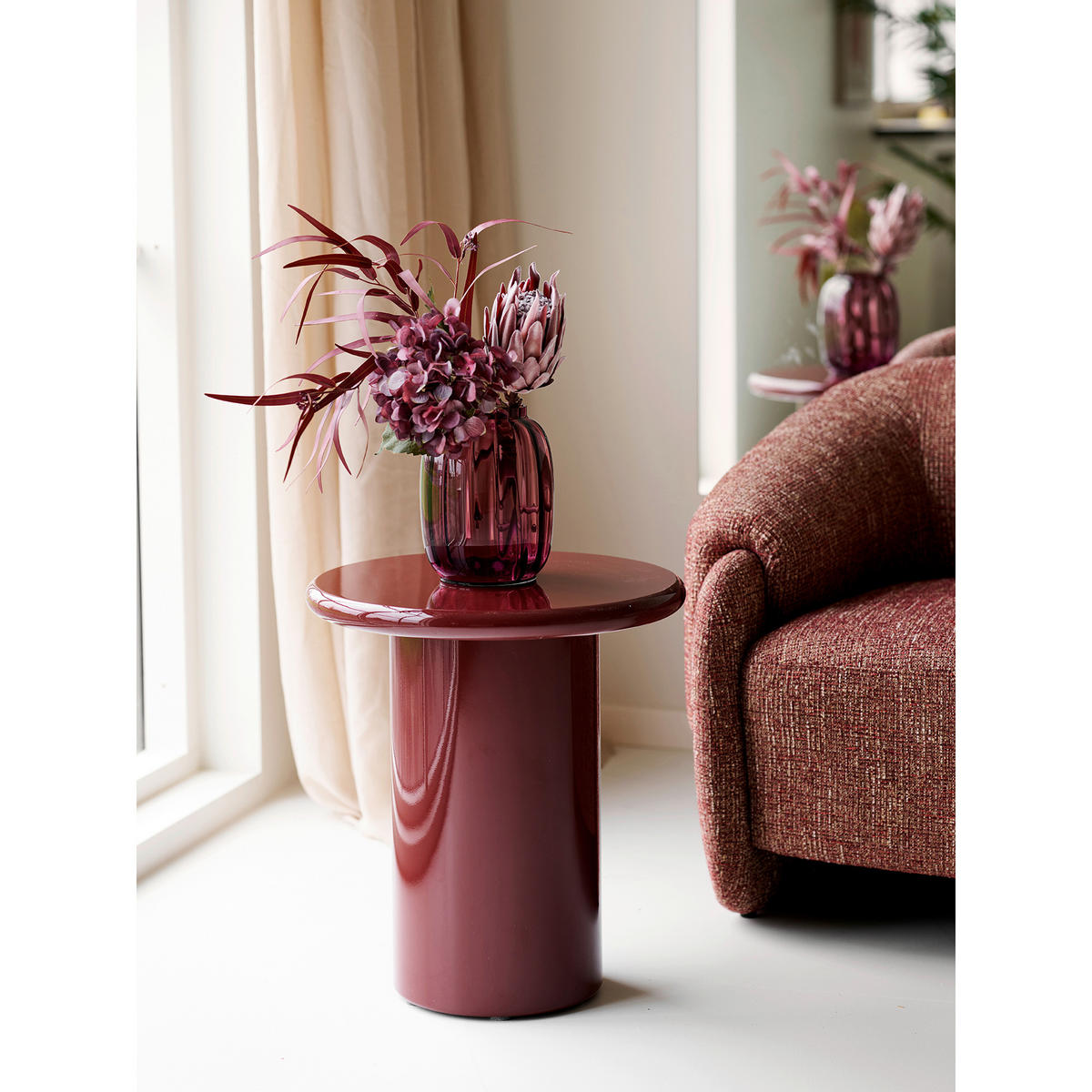BEISTELLTISCH 45/45/50 cm Otago Bordeaux rund  - Bordeaux, Design, Holzwerkstoff (45/45/50cm) - MID.YOU