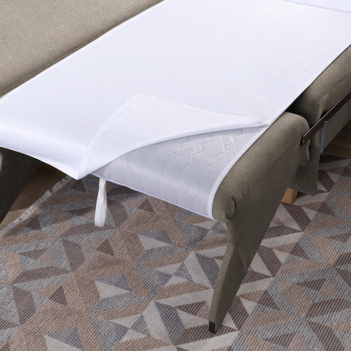 ECKSOFA  in Flachgewebe Taupe  203/261 cm  - Taupe/Eichefarben, KONVENTIONELL, Holz/Textil (203/261cm) - Sedda